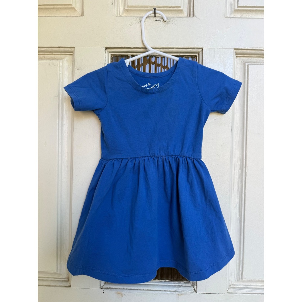 June & January Kids Blue Short Sleeve Cotton Swing Dress Size 12/24M